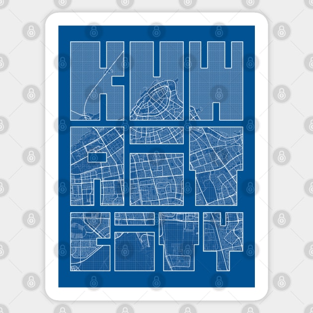 Kuwait City Map Typography - Blueprint Sticker by deMAP Studio